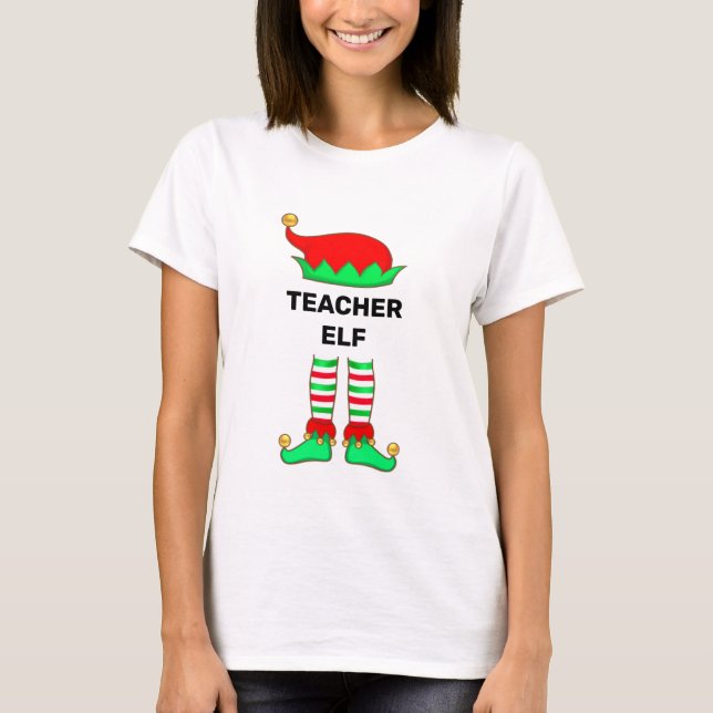 T-Shirt Moderne de Lutin de Noël pour Enseignant (Devant)