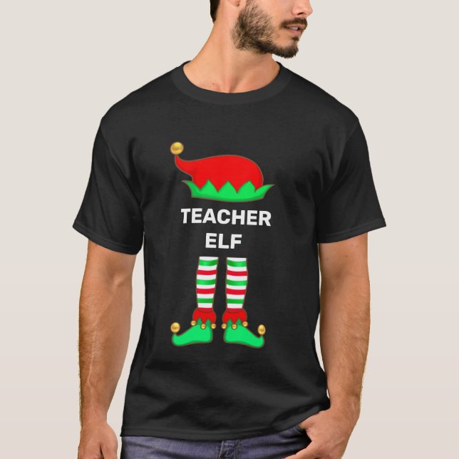 T-Shirt Moderne de Lutin d'Enseignant de Noël (Devant)