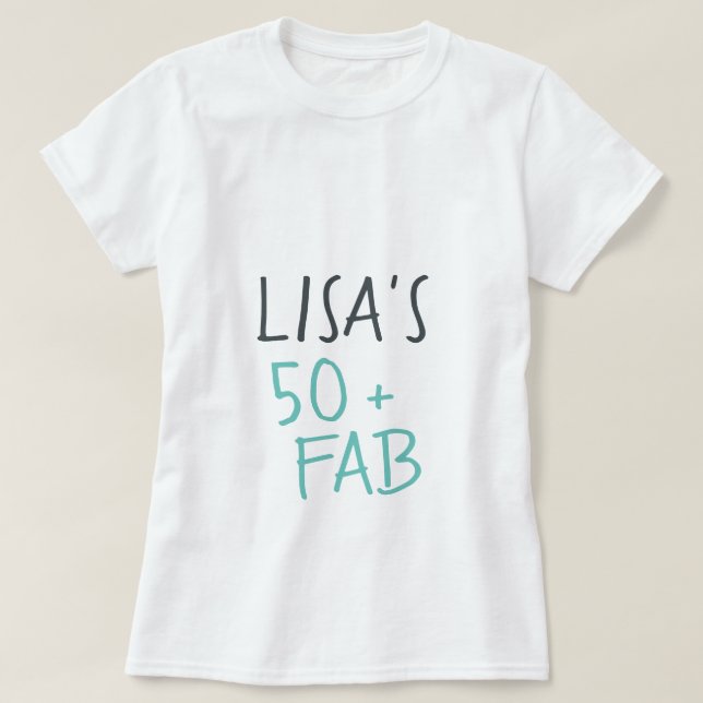 T-shirt Moderne Décontracté Turquoise Noir 50 Fabuleux ann (Design devant)