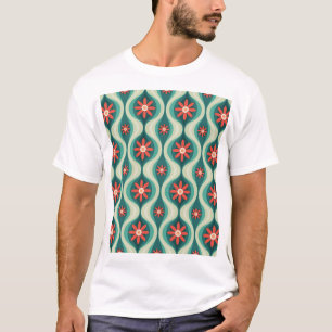 T-shirt Moderne du milieu du siècle : Fleurs orange Abstra