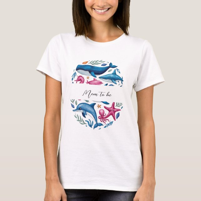 T-shirt Moderne et élégant aquarelle Animaux de mer (Devant)