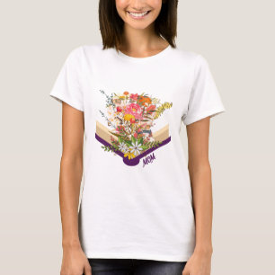 T-shirt Moderne Fleurs de maman nouvelles grandir à partir