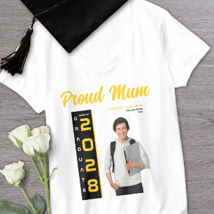 T-shirt Moderne Gold Black Graduation Photo Fier maman