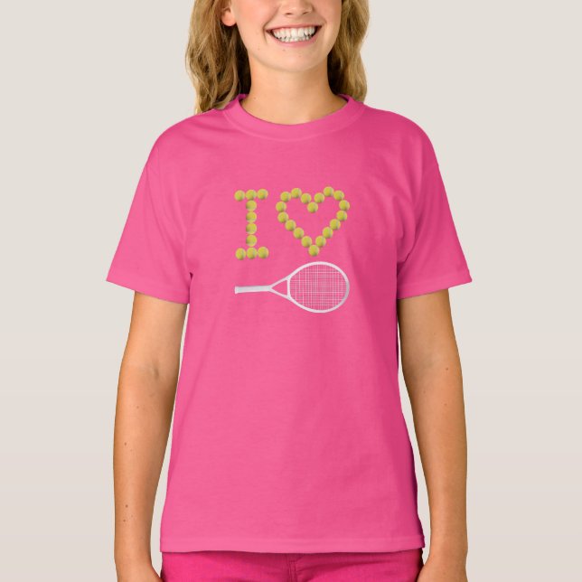 T-shirt Moderne I Love Tennis Pink Girls (Devant)