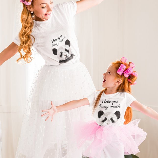 T-shirt Moderne Je T'Aime Beary Beaucoup Panda Noir Et Bla (Créateur téléchargé)