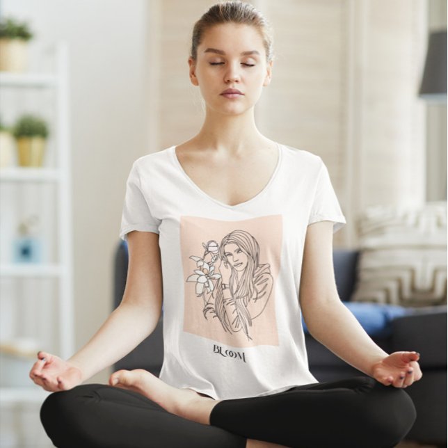 T-shirt Moderne ligne simple Art Noir, Boho Bohemian (Créateur téléchargé)