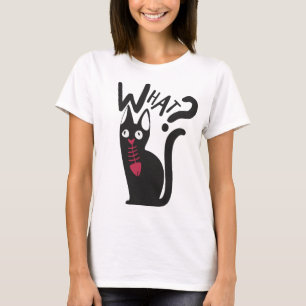 T-shirt Moderne Maman Chat Noir Blanc Rouge Blague Dessin