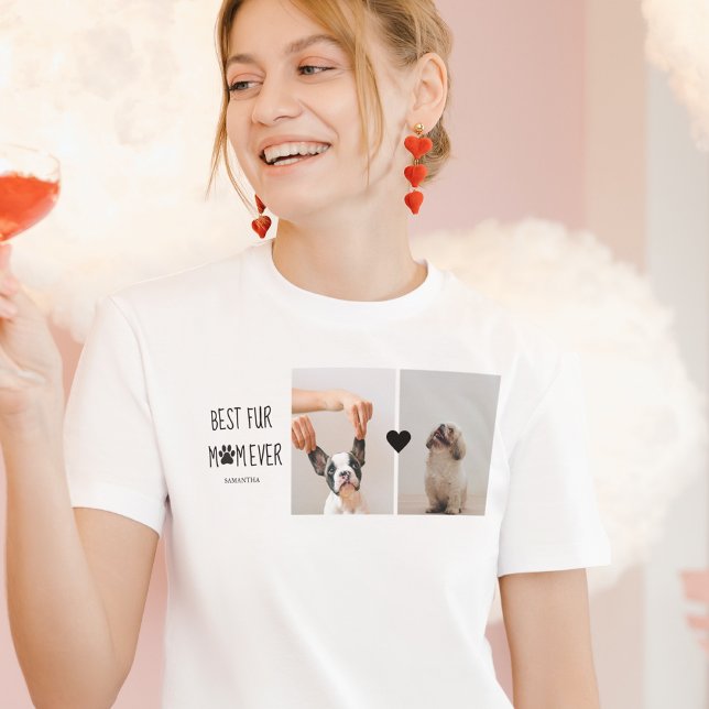 T-shirt Moderne Meilleur Fur Maman | Photo de chien (Créateur téléchargé)