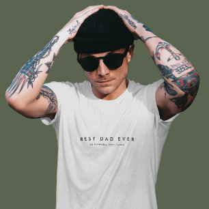 T-shirt Moderne Meilleur Père Jamais Personnalisé Nom Blan