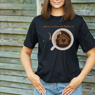 T-shirt Moderne Mocha Brown Imprimer Drôle Café Art