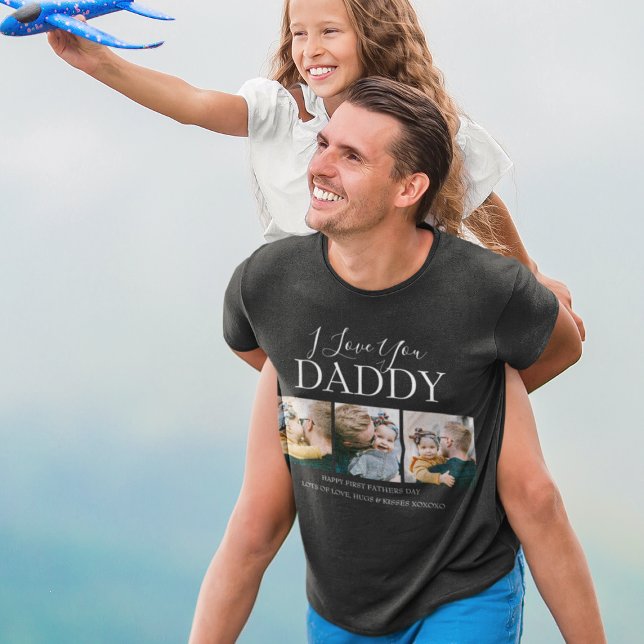 T-shirt Moderne personnalisé I Love You Daddy | 3 Photo (Créateur téléchargé)