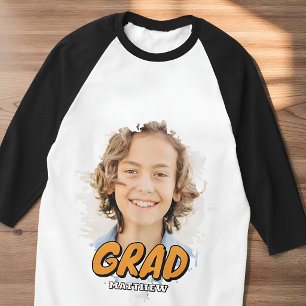 T-shirt Moderne Photo de Diplômé Personnalisé avec Nom