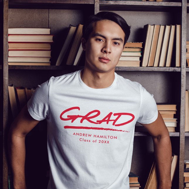 T-shirt Moderne pointillé rouge Grad Grad personnalisé Gra (Créateur téléchargé)