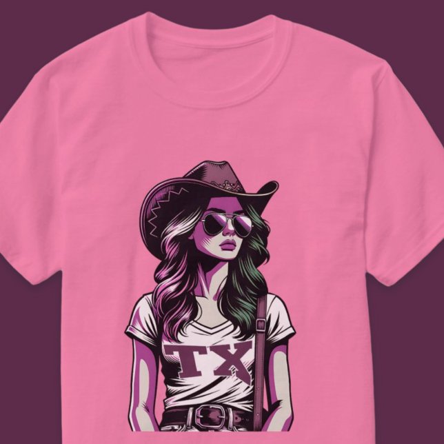 T-shirt Moderne Pop Art Cool Texas Cowgirl Western (Modern Pop Art Cool Texas Cowgirl Western T-Shirt)