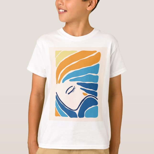 T-shirt moderne pour garçons avec visage abstrait  (Devant)