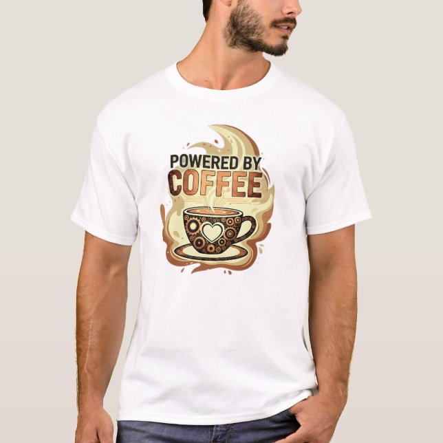 T-shirt Moderne propulsé par le café – Typographie de café (Devant)