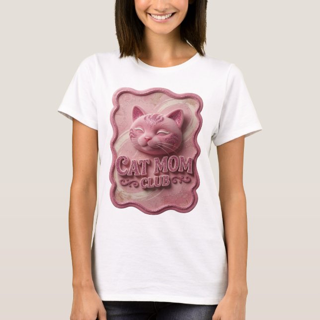 T-shirt Moderne Rose CLUB DE MÈRE DE CHAT (Devant)