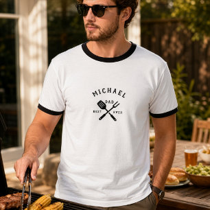 T-shirt Moderne Rustique MEILLEUR PÈRE JAMAIS BBQ Fête des