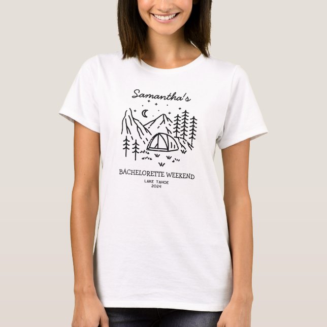 T-shirt Moderne Simple Camping Bachelorette Party Nature (Devant)
