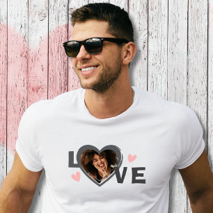 T-shirt Moderne Simple Personnalisé Photo Love Coeur