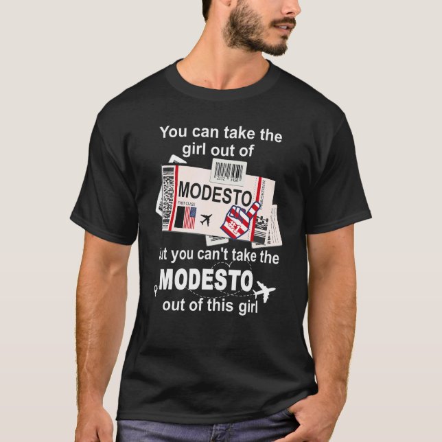 T-shirt Modesto Boarding Pass Modesto Girl (Devant)