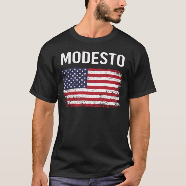 T-shirt Modesto du drapeau américain (Devant)