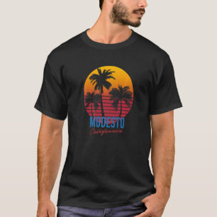 T-shirt Modesto vintage Californie Palm Trees Sunset CA Re