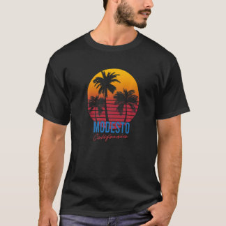 T-shirt Modesto vintage Californie Palm Trees Sunset CA Re