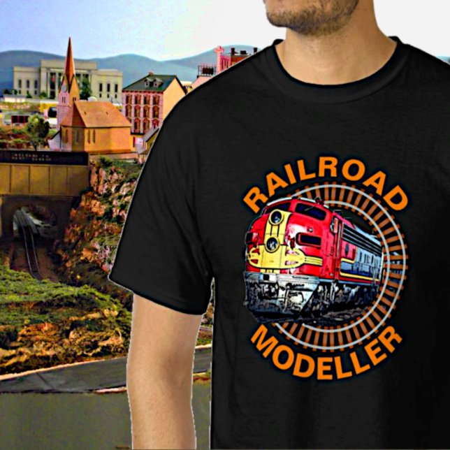 T-shirt Modifier le texte Modeleur ferroviaire Rouge Jaune (Créateur téléchargé)
