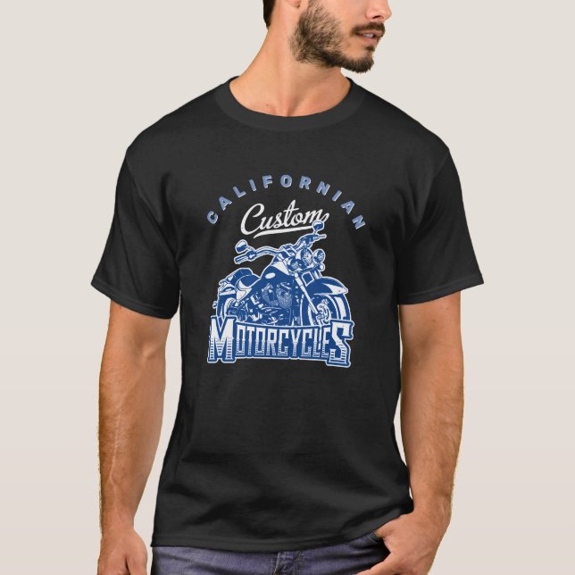 T-shirt Modifier l'état Ajouter votre nom Blue Custom Moto (Devant)