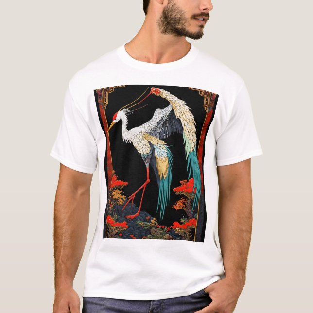T-shirt Moebius Crane Dragon Pixel Art - Style Maquenda" (Devant)