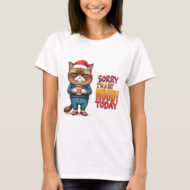 T-shirt Moeur de Noël de chat grincheux (Devant)