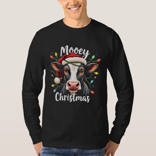 T-shirt Moey Noël Funny Xmas Vache Amateurs de bétail (Devant)