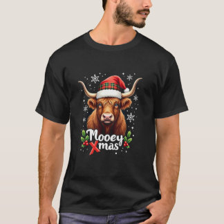 T-shirt Moey Xmas Santa Hat Farmer Joyeux Noël Highla