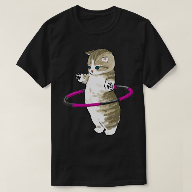 T-shirt Mofu Sand Cute Cat Dessin Jouer Avec Hula Hoop (Design devant)