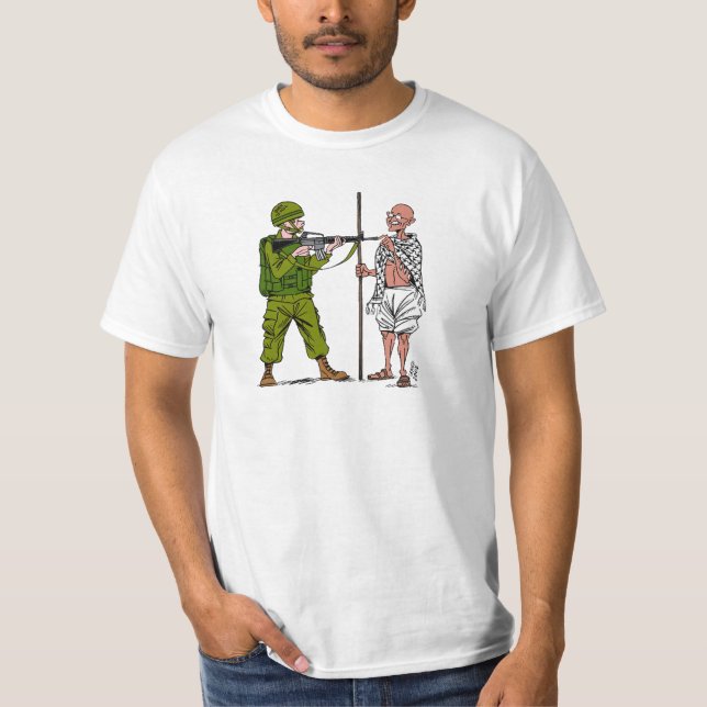 T-shirt Mohandas Gandhi contre la violence et la (Devant)