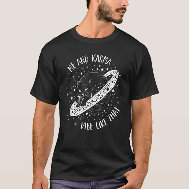 T-shirt Moi et Karma vibre comme ce chat (Devant)