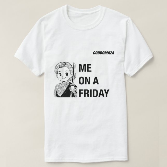 T-SHIRT MOI UN VENDREDI CONTRE MOI LUNDI BW (Design devant)