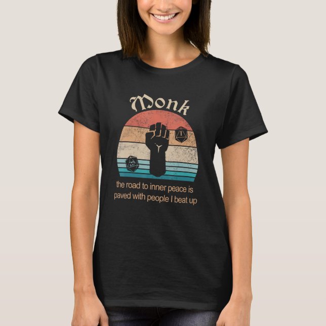T-shirt Moine la route vers la paix intérieure est pavée d (Devant)