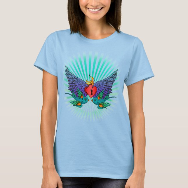 T-shirt moineau/coeur (Devant)