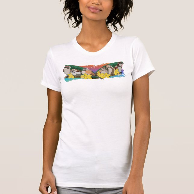 T-shirt Moineaux en rangée (Devant)