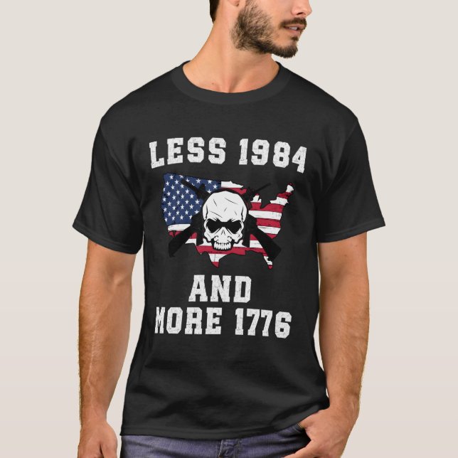 T-shirt Moins Comme 1984 Plus Comme 1776 Crâne Usa (Devant)
