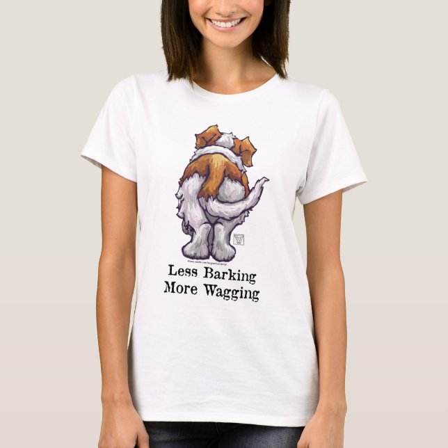 T-shirt Moins d'aboiement, plus de baguage (Devant)