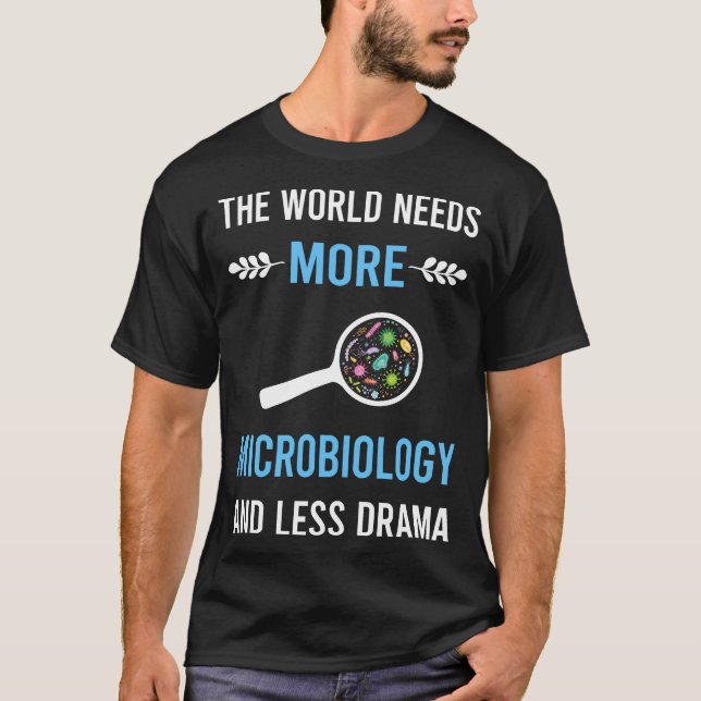 T-shirt Moins de dramatiques Microbiologie Microbiologiste (Devant)