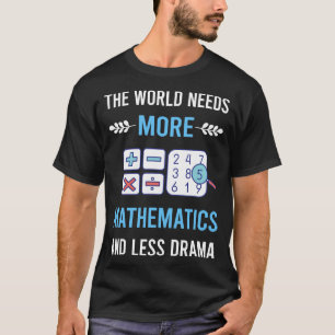 T-shirt Moins de Drame Mathématiques Math Maths
