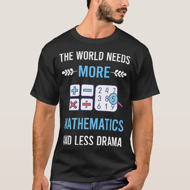 T-shirt Moins de Drame Mathématiques Math Maths (Devant)