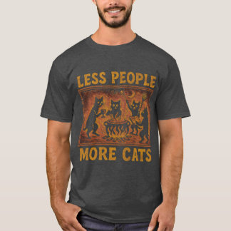 T-shirt MOINS DE GENS PLUS DE CHATS amis rétro