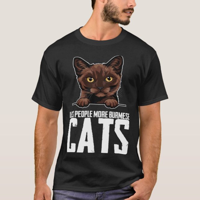 T-shirt Moins de gens plus de chats birmans (Devant)