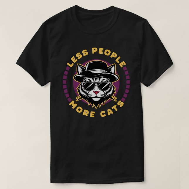 T-shirt Moins de gens plus de chats Introverti Sarcastique (Design devant)