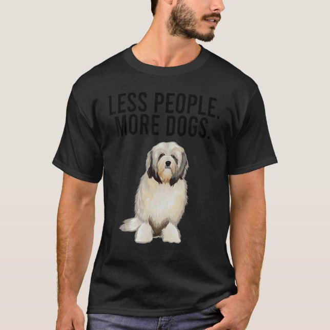 T-shirt Moins de gens Plus de chiens Lowchen Introvert (Devant)